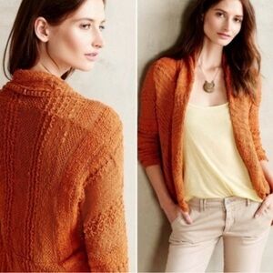 VTG Anthropologie Knitted & Knotted Orange Heritage Knit Cocoon Cardigan Size M